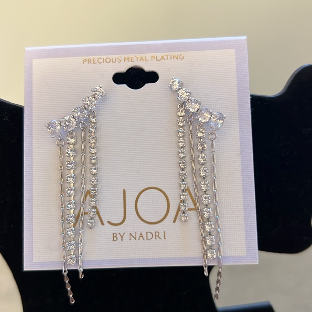NADRI Silver Crystal Dangle Earrings